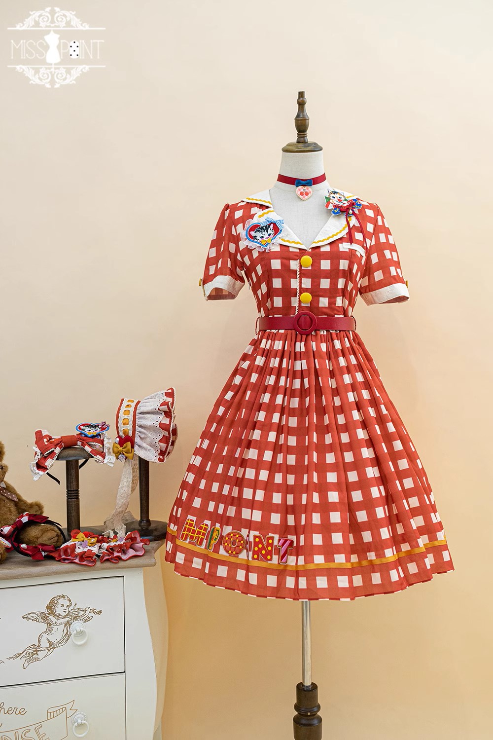 [Pre-order] Sweet Kitty Retro Cafe Style Dress