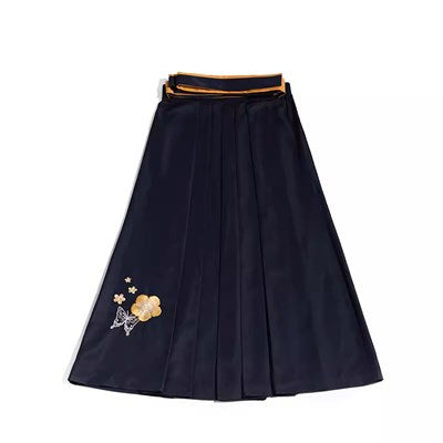 Camellia flower embroidery and butterfly hakama skirt