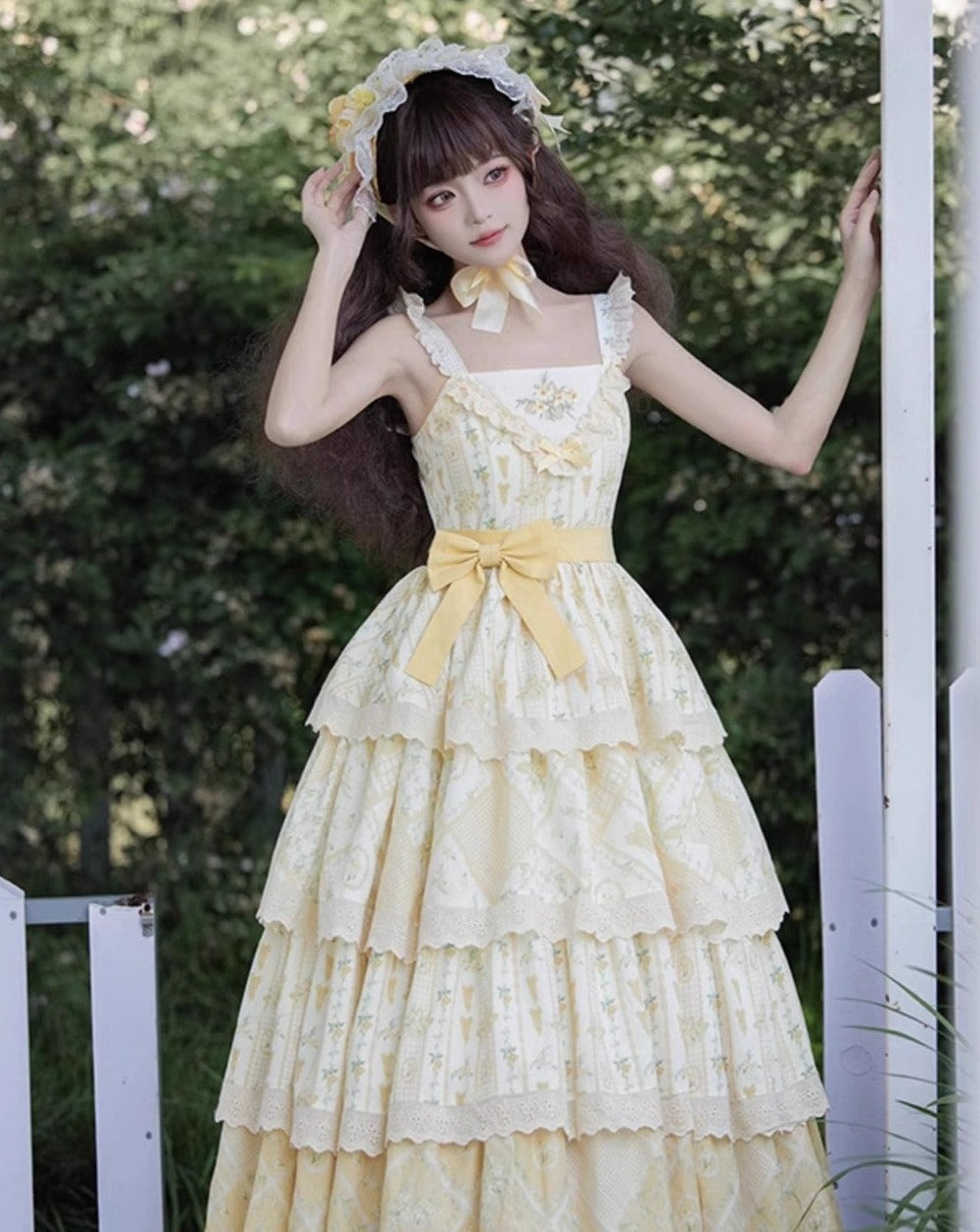Cream yellow floral jumper skirt
