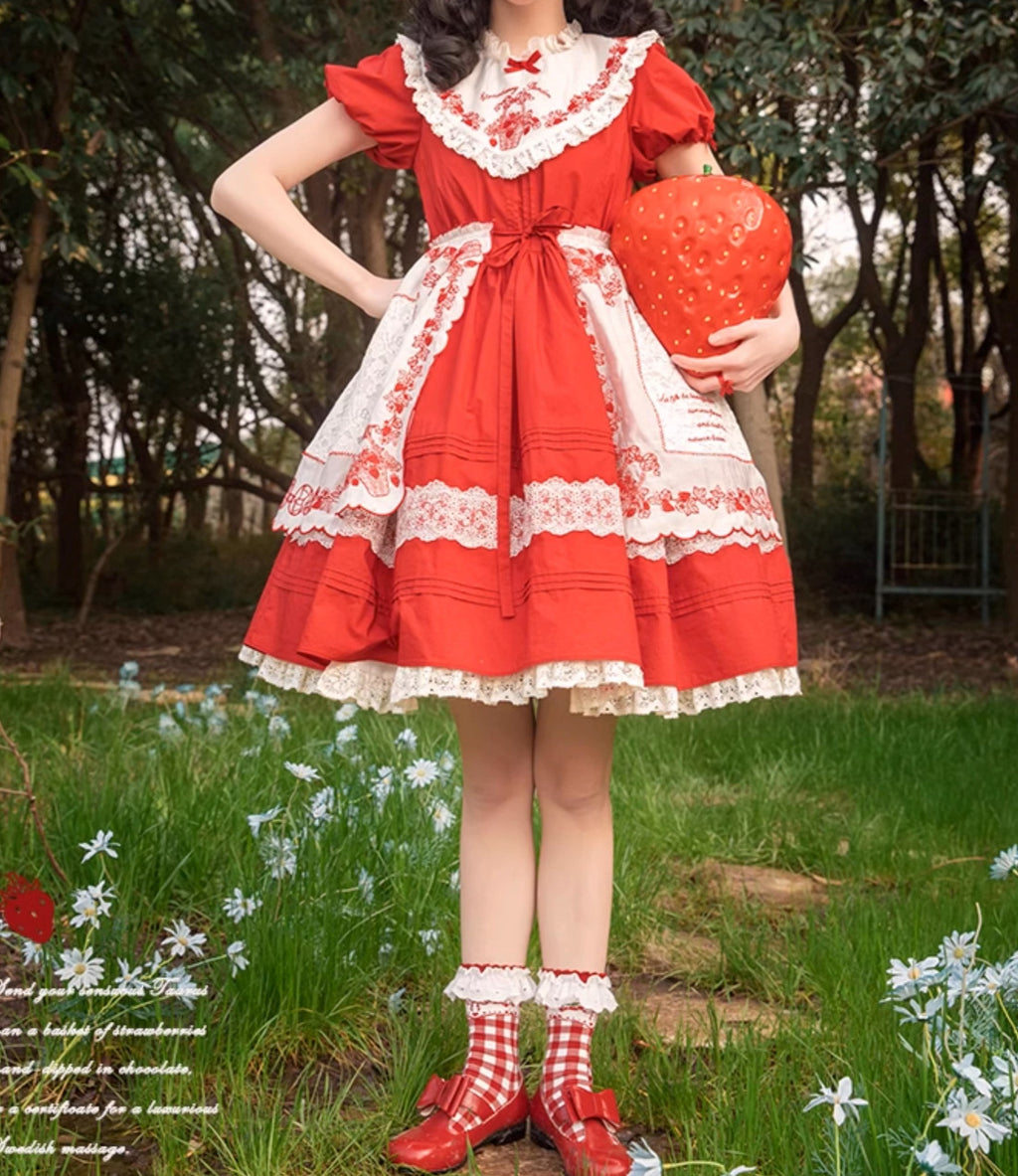 Strawberry Basket スタンドカラーワンピース