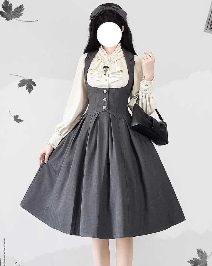 [Pre-order] Forest Knows Fall Classical Jumper Skirt with Ribbon Headband