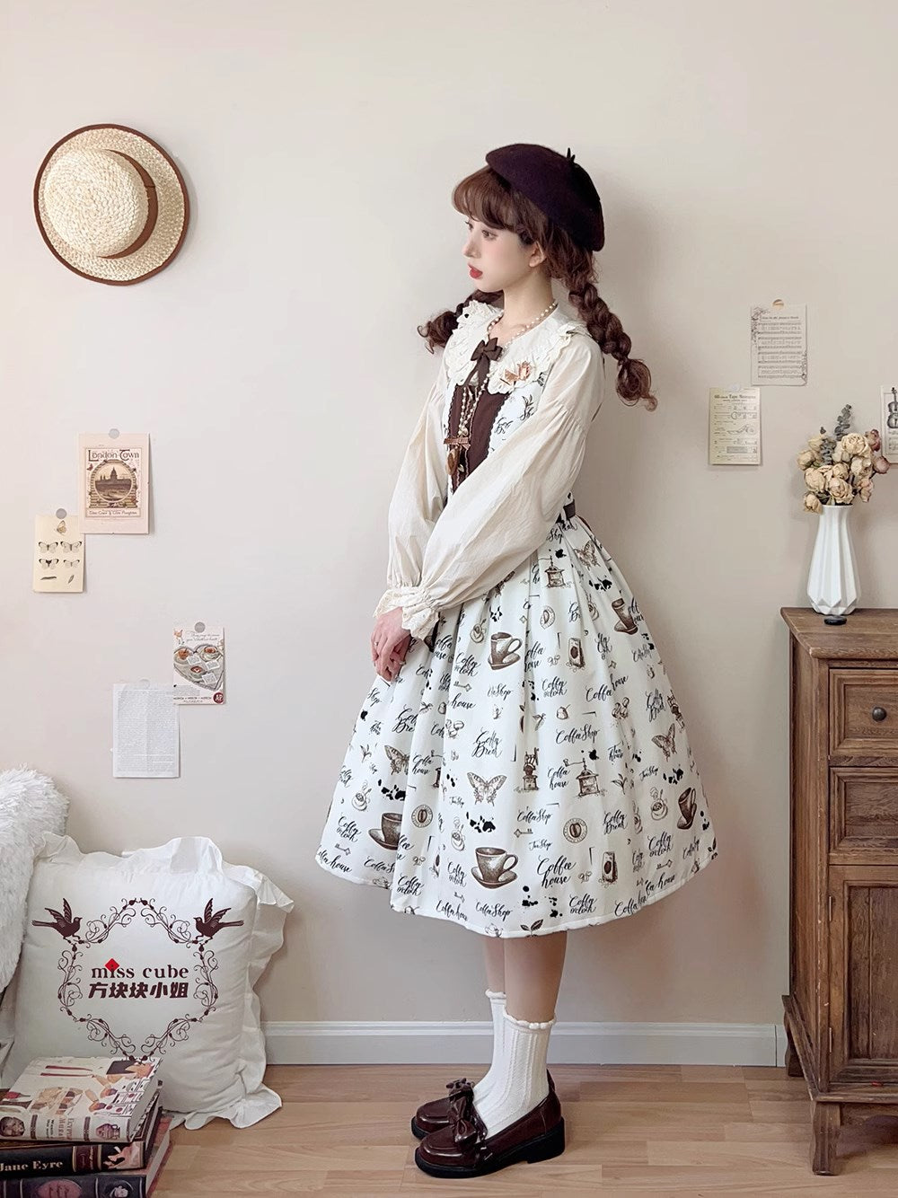 Caramel Latte Sweet Retro Girly Jumper Skirt RonRon