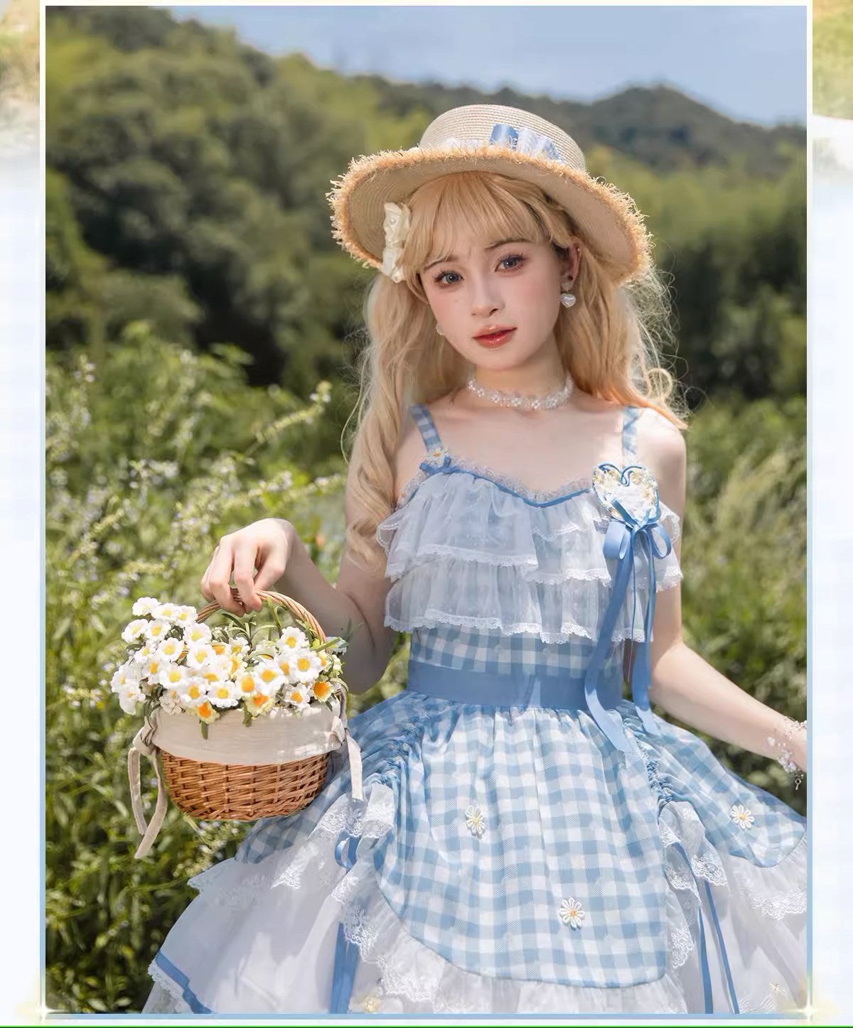 【再販・受注予約7/16まで】Daisy and Sky ギンガムチェックのジャンパースカート