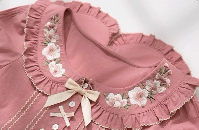 PEACH TREE 刺繍半袖ブラウス