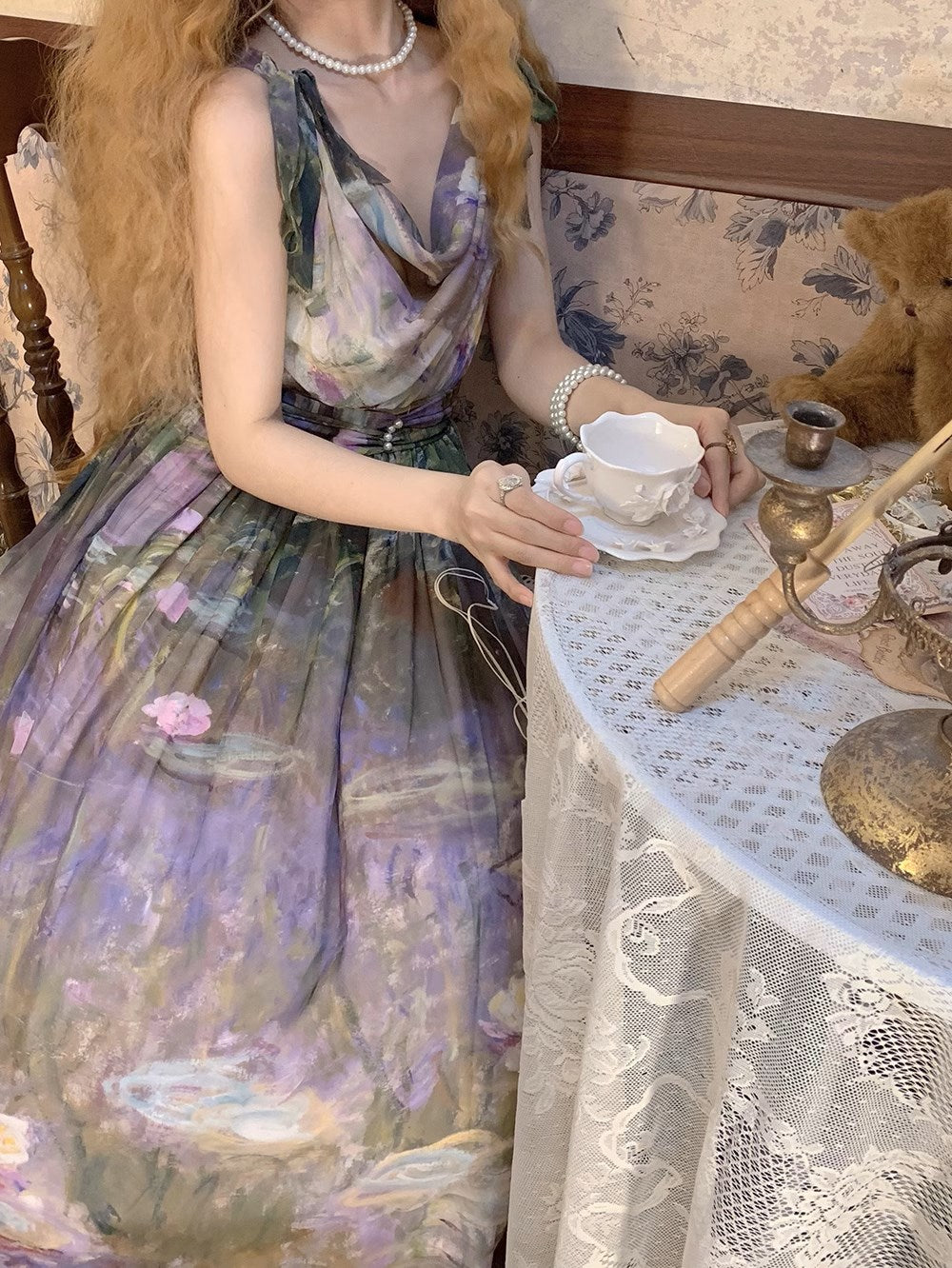 【予約販売】Elegance Greek 油彩画風プリントジャンパースカート