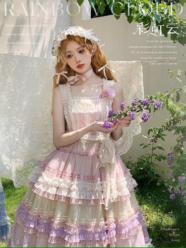 Rainbow Cloud Gradient Jumper Skirt