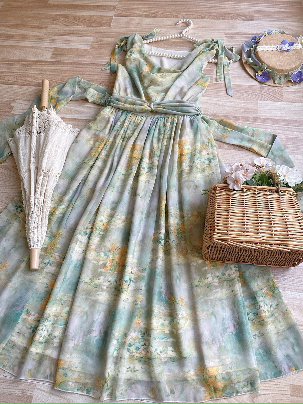 【予約販売】Elegance Greek 油彩画風プリントジャンパースカート