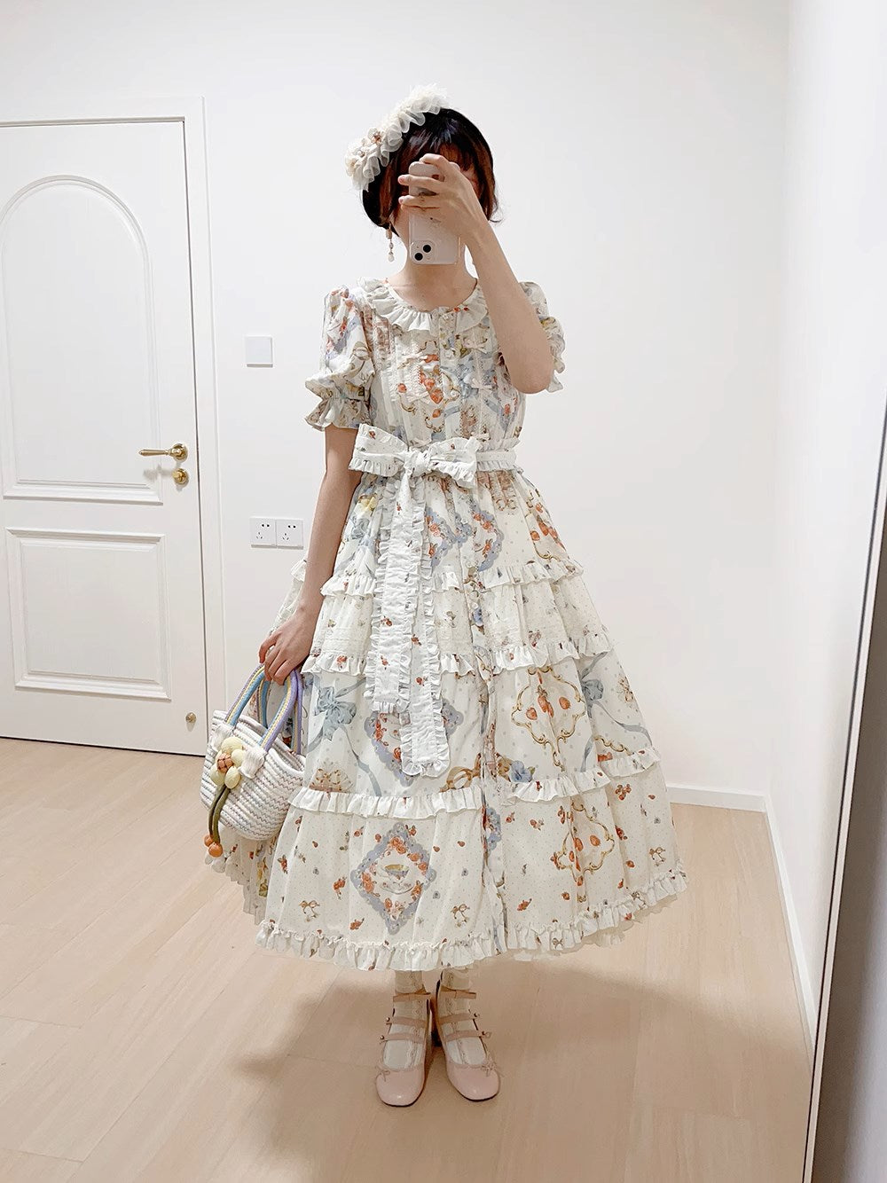 [Sale period has ended] Cat Rose Tea Party Daily Dress Short Length