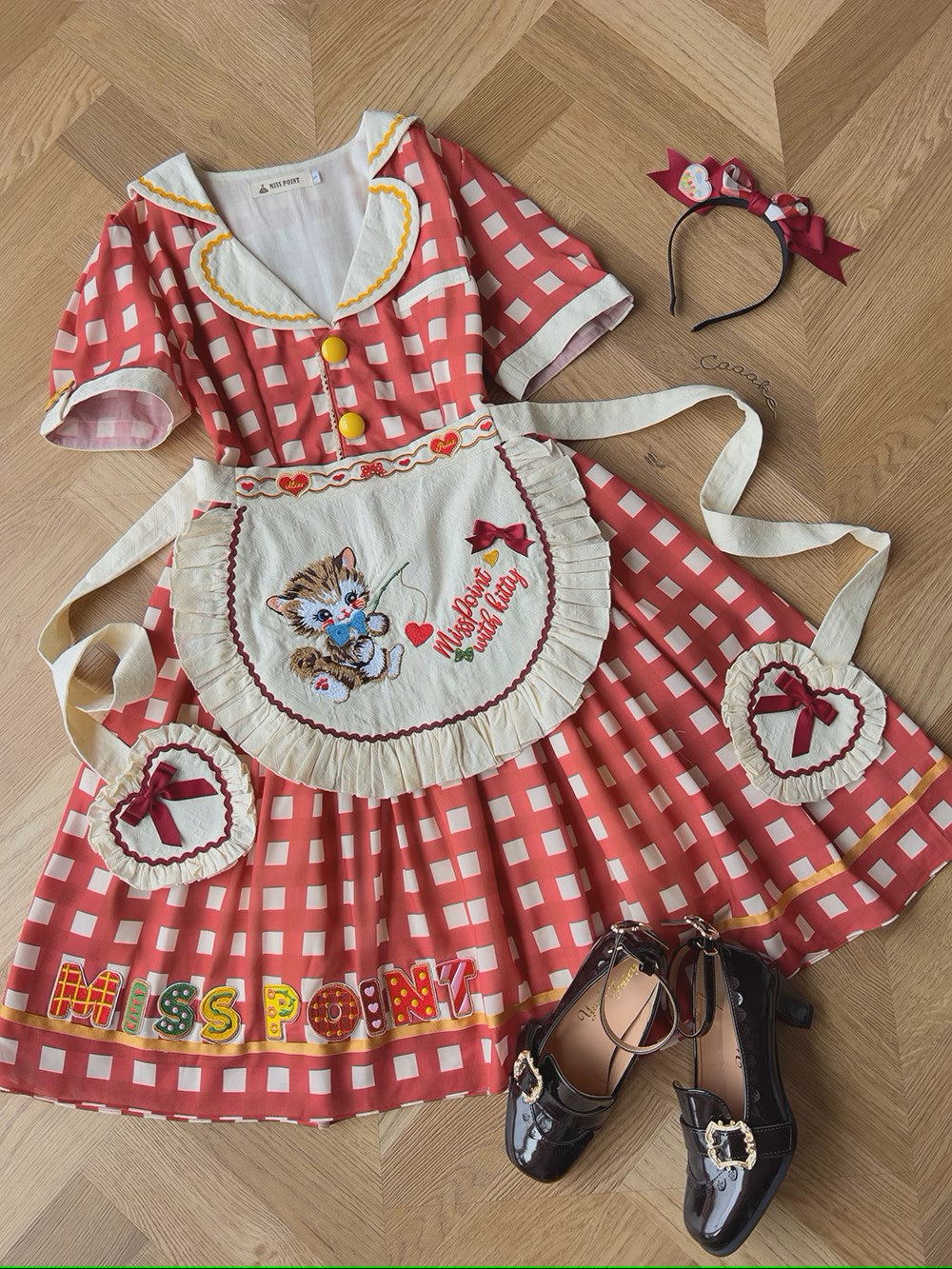 [Pre-order] Sweet Kitty Retro Cafe Style Dress