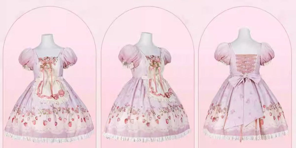 Strawberry Chiffon スクエアネックワンピース