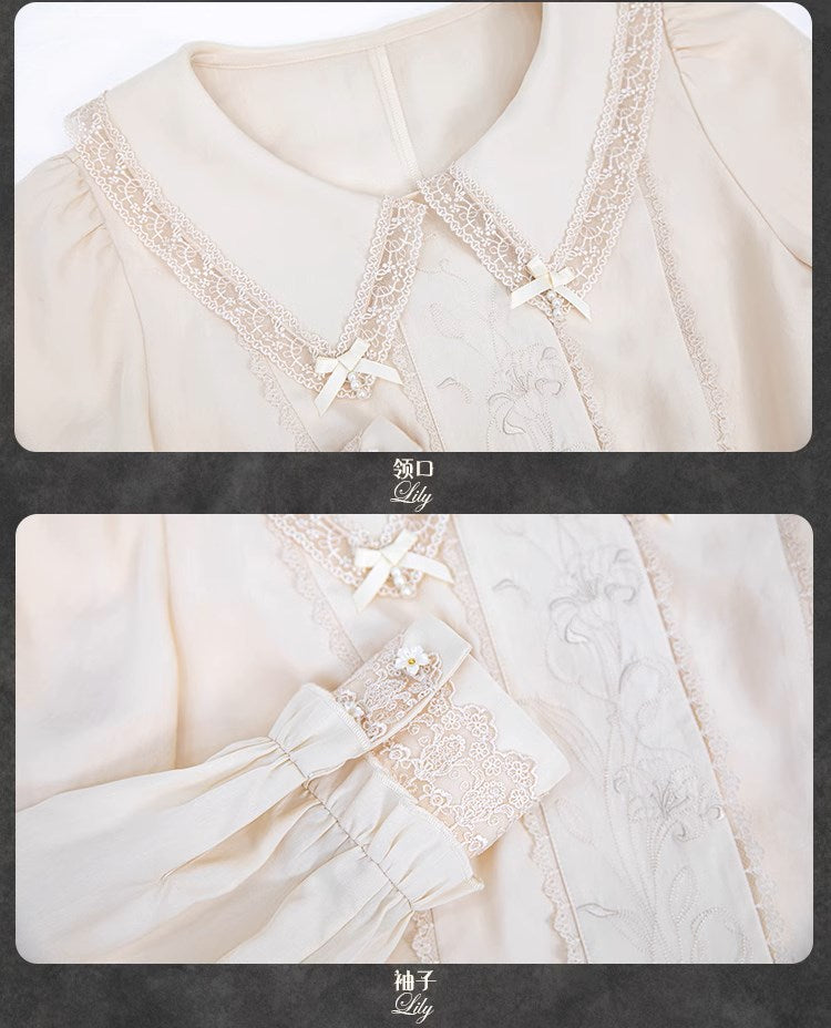 [Sale period has ended] Lily Poetry Ecru color lace blouse