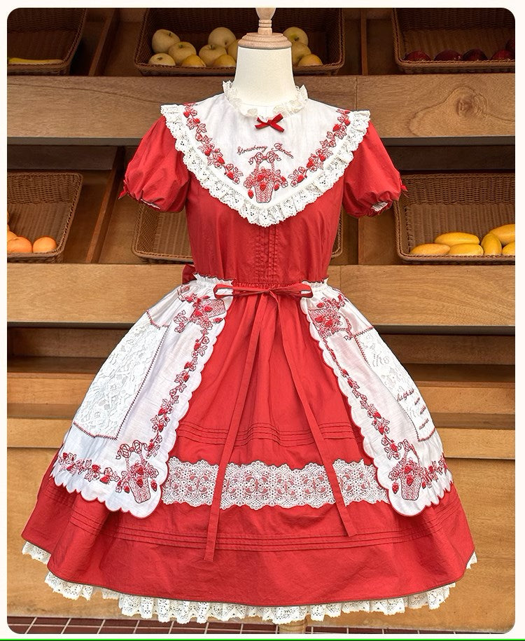 Strawberry Basket スタンドカラーワンピース