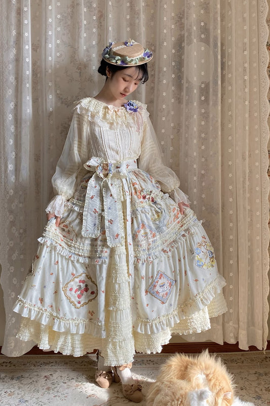 [Reservations until 3/28] Cat's Rose Tea Party Open Front Long Skirt Luxury Type