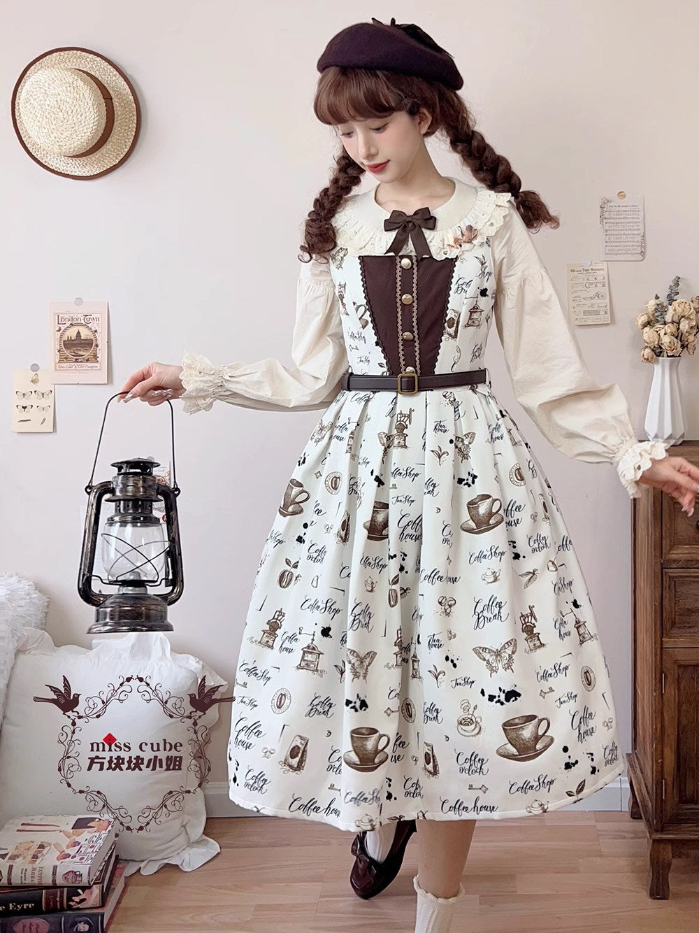 【予約販売】Caramel Latte Sweet レトロガーリージャンパースカート