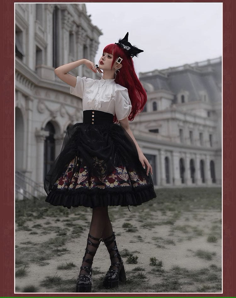 Eden at Dawn Gothic Lolita Print Skirt