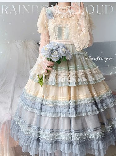 Rainbow Cloud Gradient Jumper Skirt