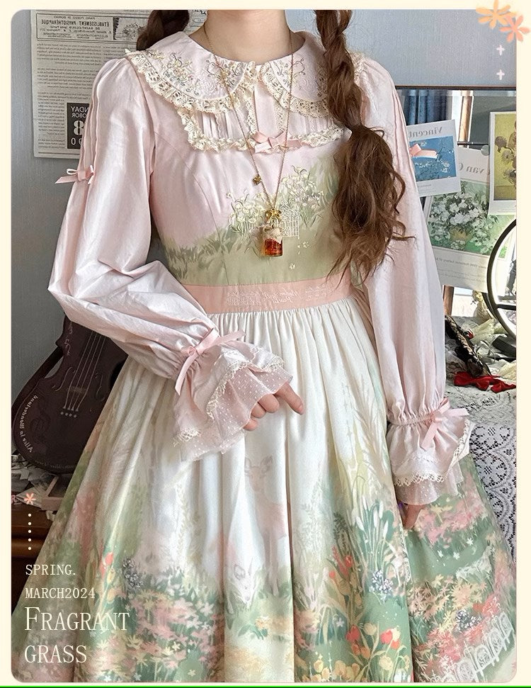 [Resale/Pre-orders available until 2/12] Fragrant Grass Print Jumper Skirt