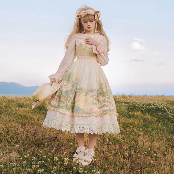 [Sales period ended] Fragrant Grass Print Jumper Skirt