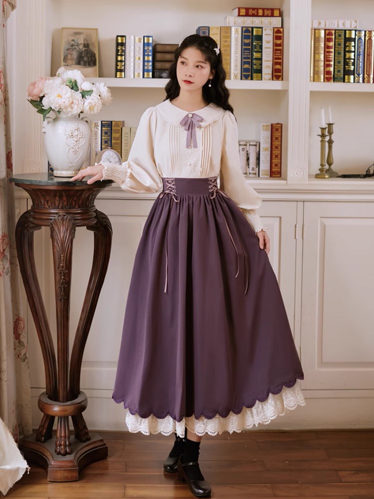 Lady-style retro classical setup [Long sleeve type] Total 5 colors