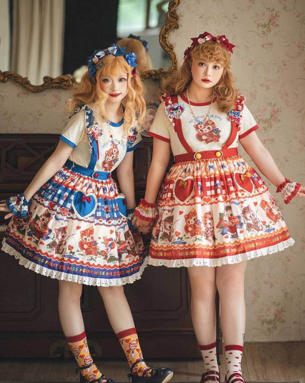 【予約販売】Sweet Kittyレトロサスペンダースカート
