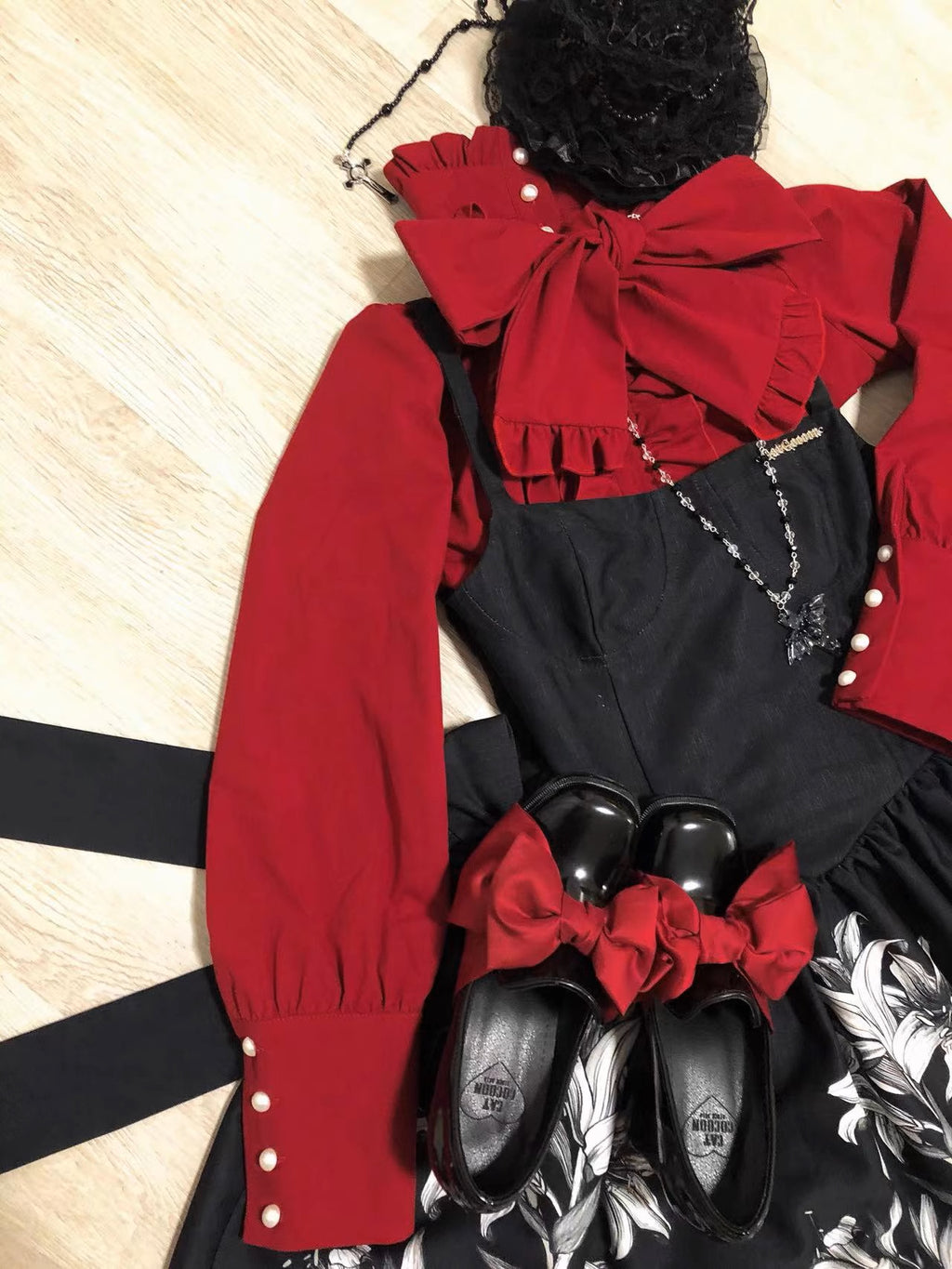 Doll's House Ribbon tie ruffle blouse 5 colors