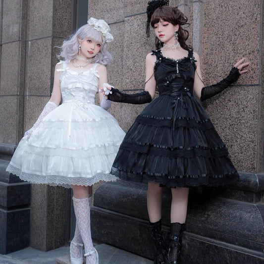 Romantic Party Black and White Tiered Jumperskirt