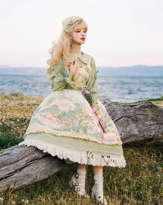 [Resale/Pre-orders available until 2/12] Fragrant Grass Print Jumper Skirt