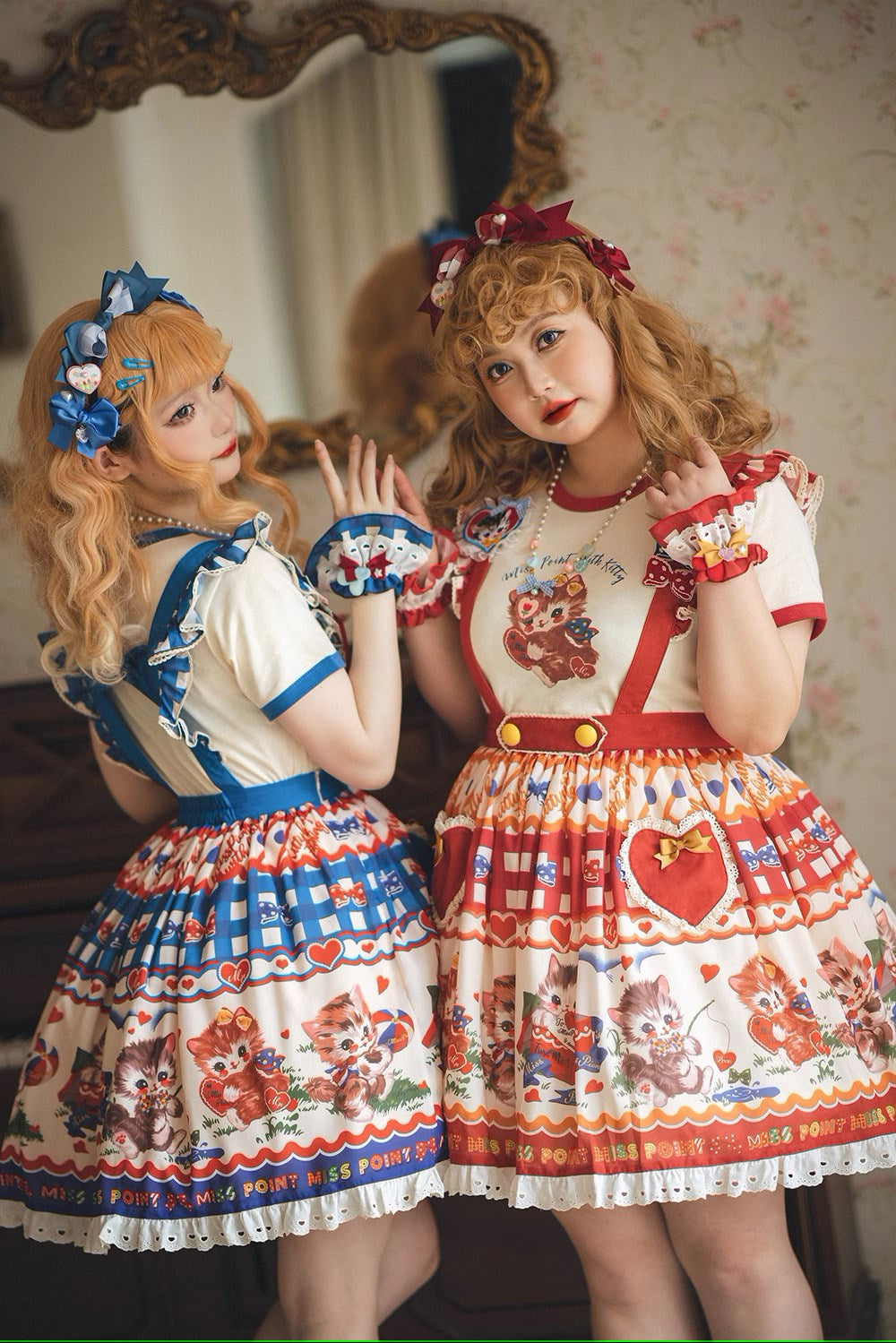 【予約販売】Sweet Kittyレトロサスペンダースカート