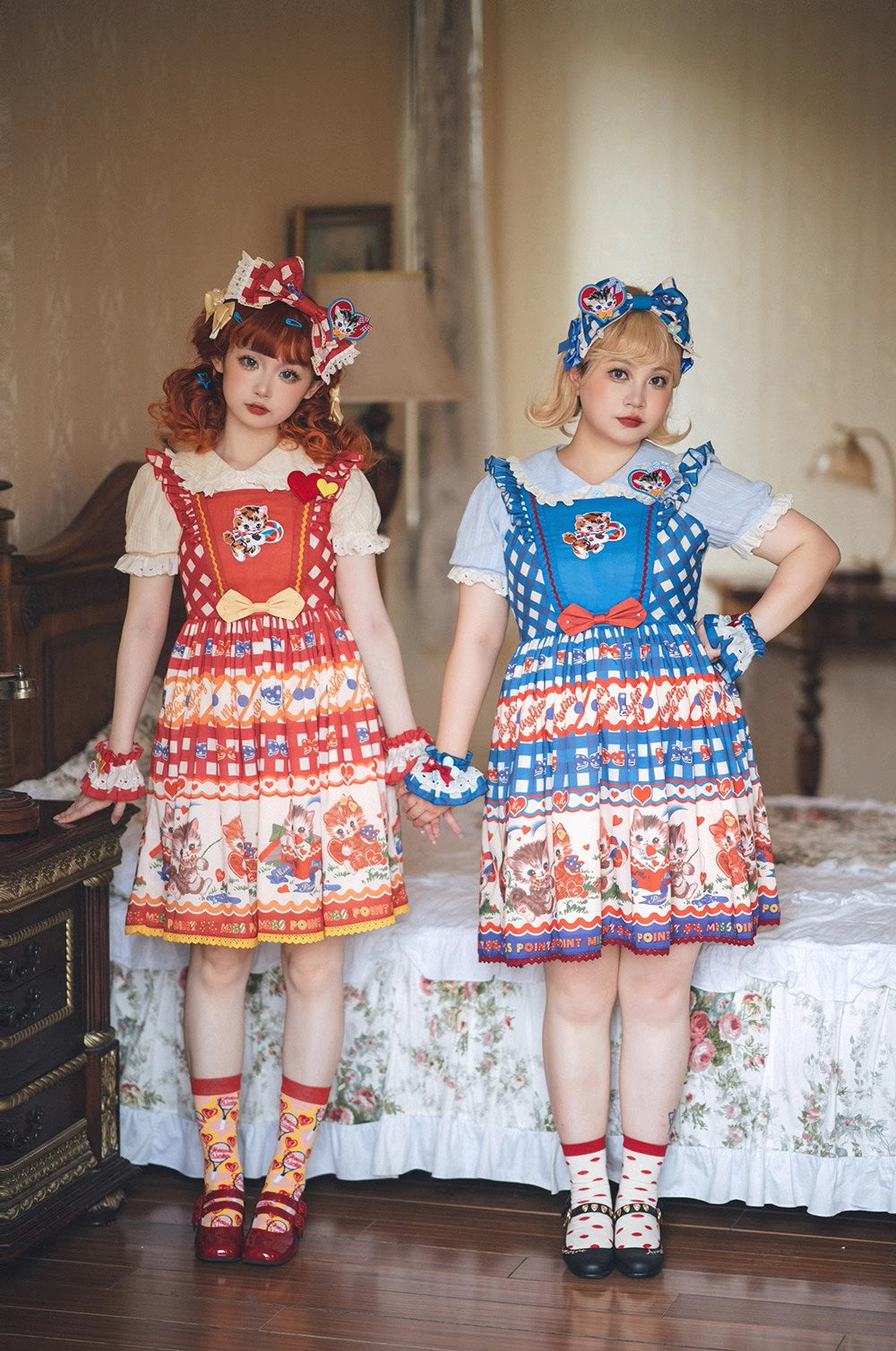 【予約販売】Sweet Kittyレトロフライングスリーブジャンパースカート