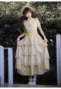 Cream yellow floral jumper skirt