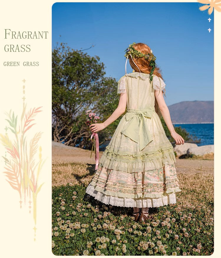 【再販・受注予約2/12まで】Fragrant Grass フレアスリーブティアードワンピース
