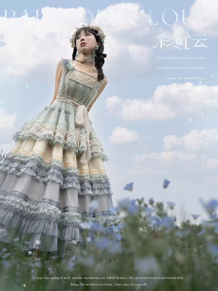 Rainbow Cloud Gradient Jumper Skirt