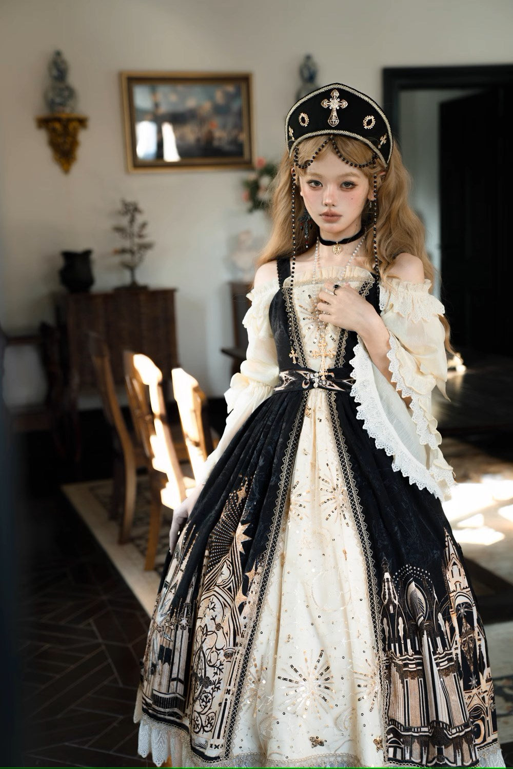 [Sale period ended] Sanctuary Gothic Lolita Print Jumper Skirt