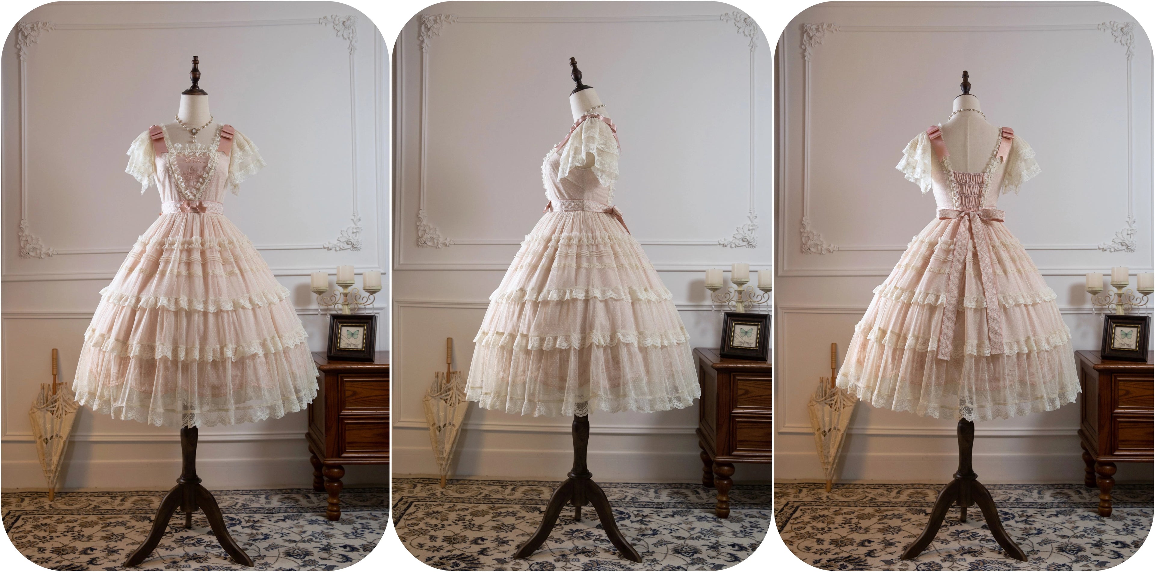 Afternoon Tea Party Embroidered Polka Dot Tulle Dress