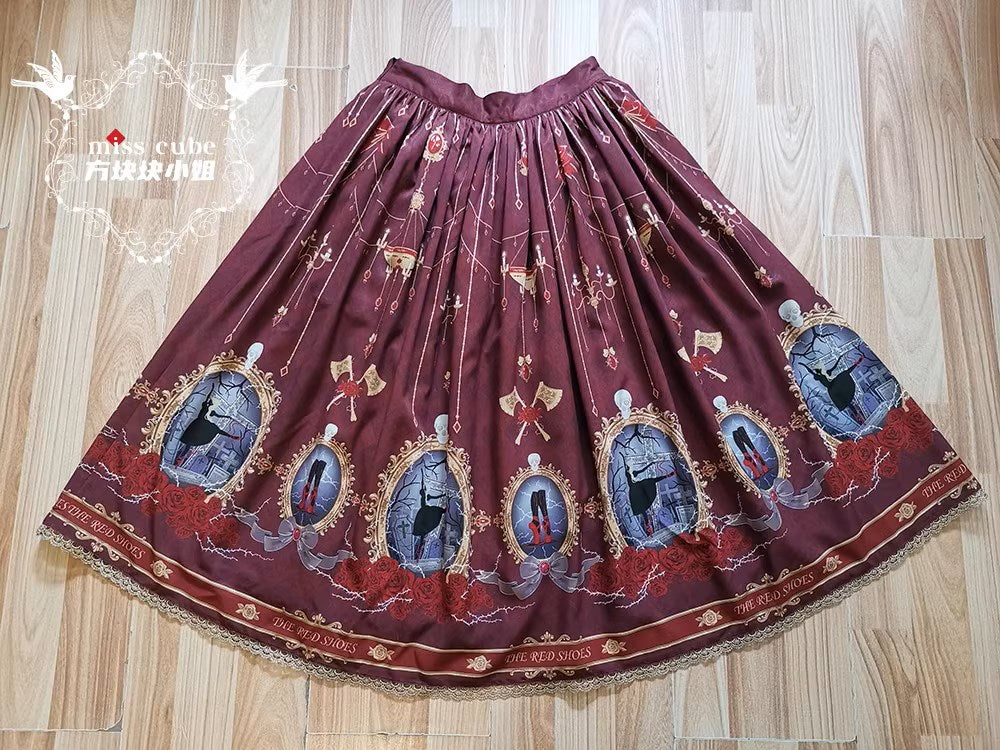 The Red Shoes Gothic Lolita Print Skirt