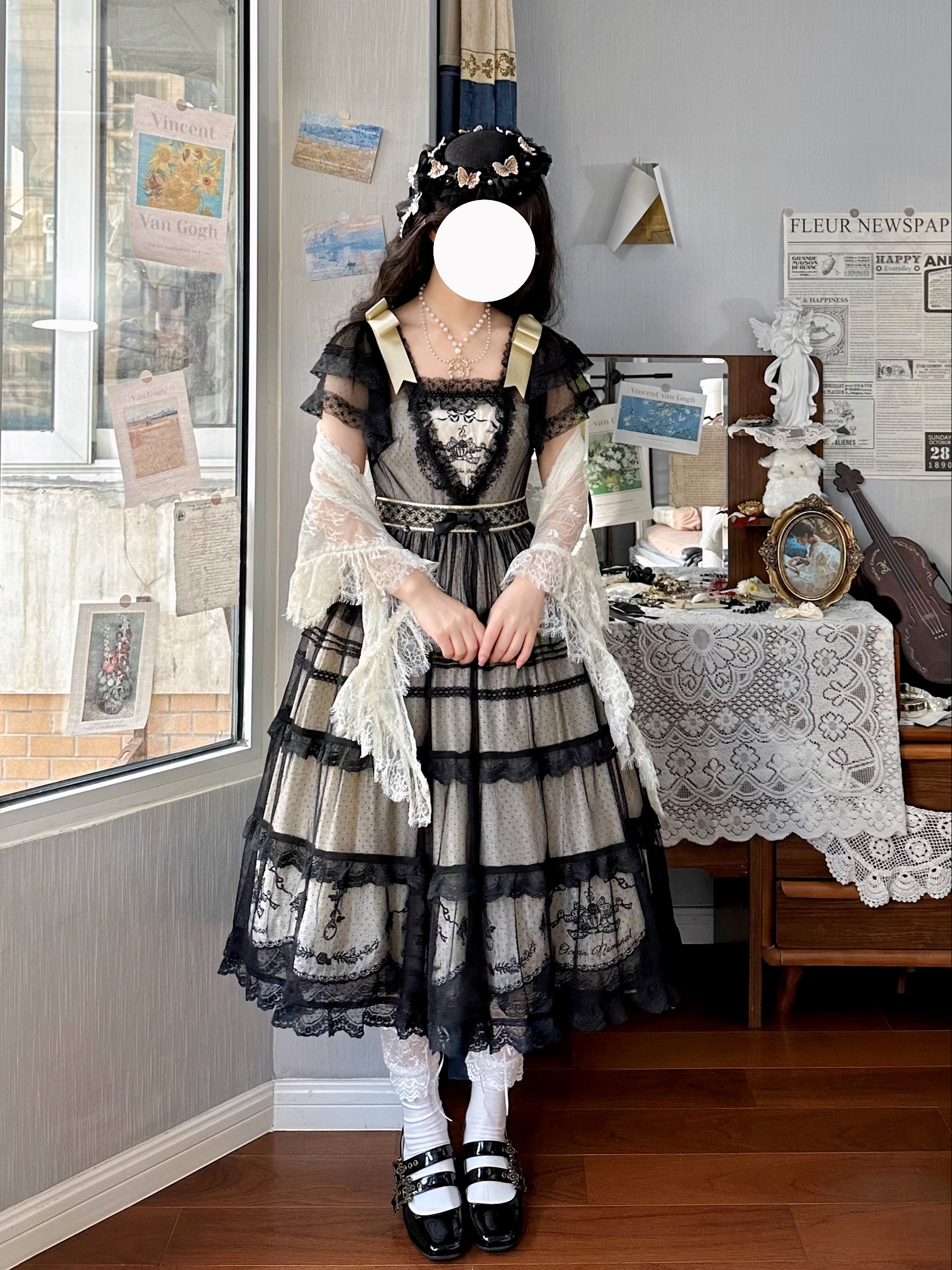 Afternoon Tea Party Embroidered Polka Dot Tulle Dress