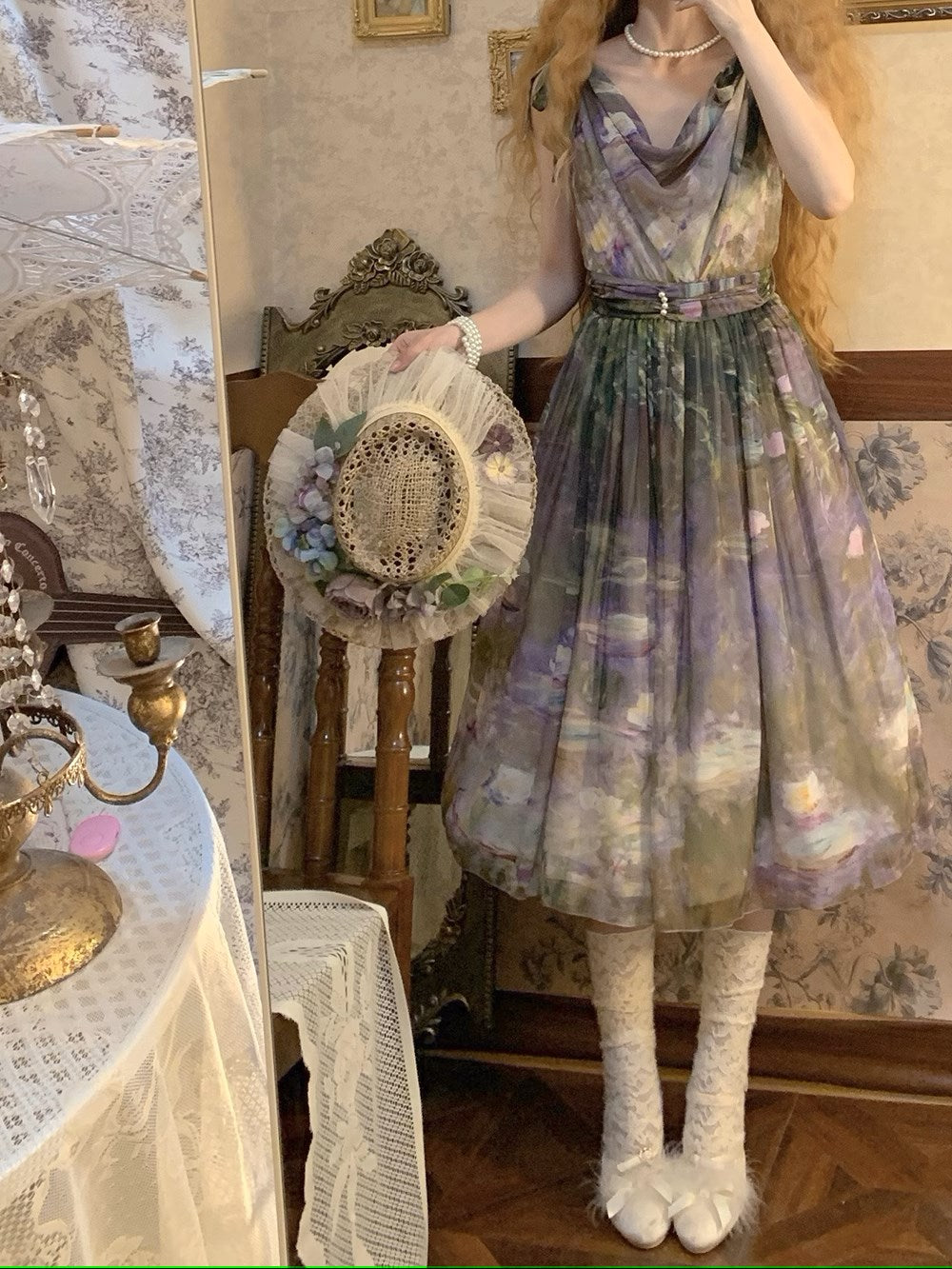 【予約販売】Elegance Greek 油彩画風プリントジャンパースカート