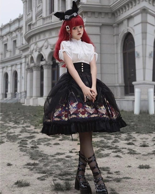 Eden at Dawn Gothic Lolita Print Skirt