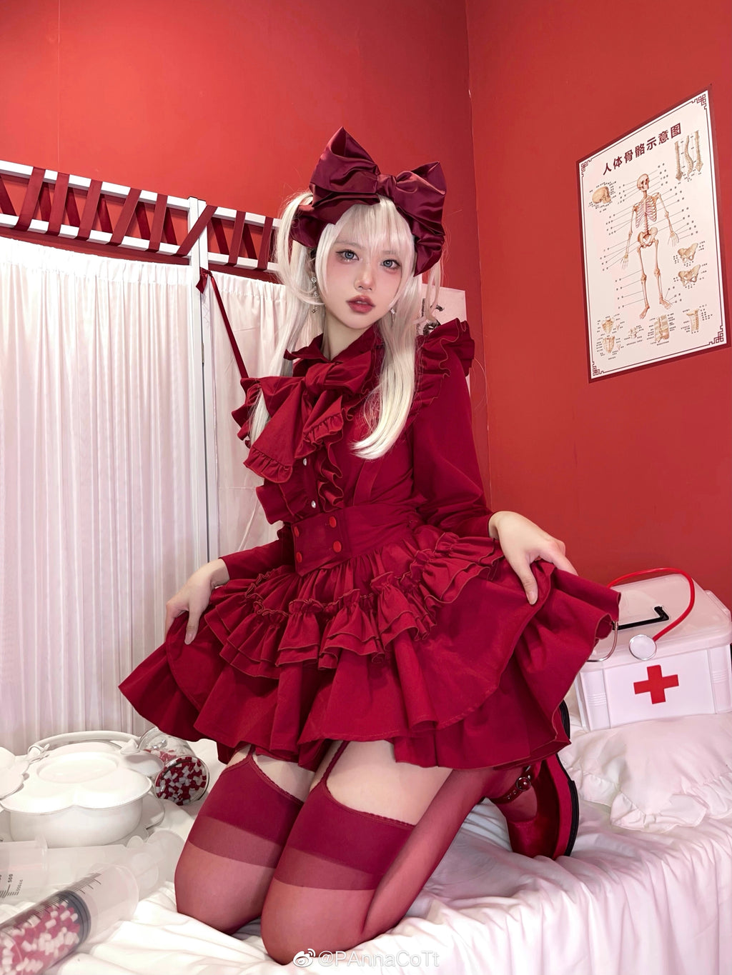 Doll's House Ribbon tie ruffle blouse 5 colors