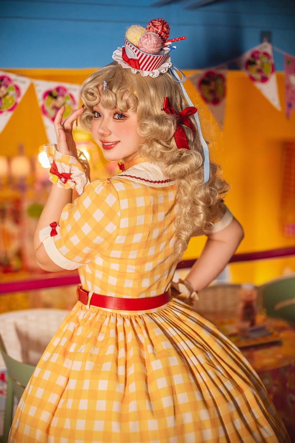[Pre-order] Sweet Kitty Retro Cafe Style Dress