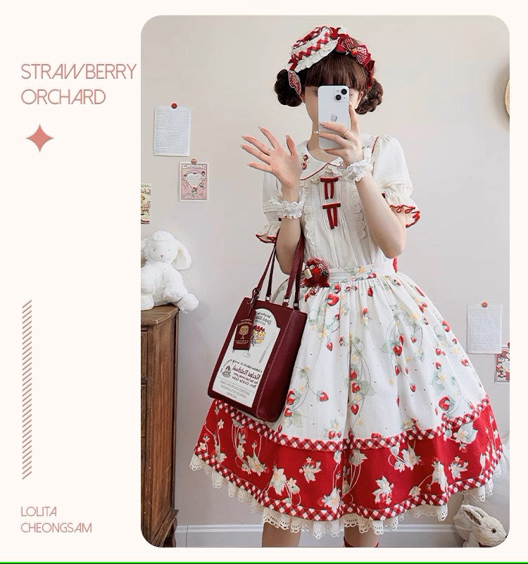 Strawberry Orchard Strawberry Suspender Skirt