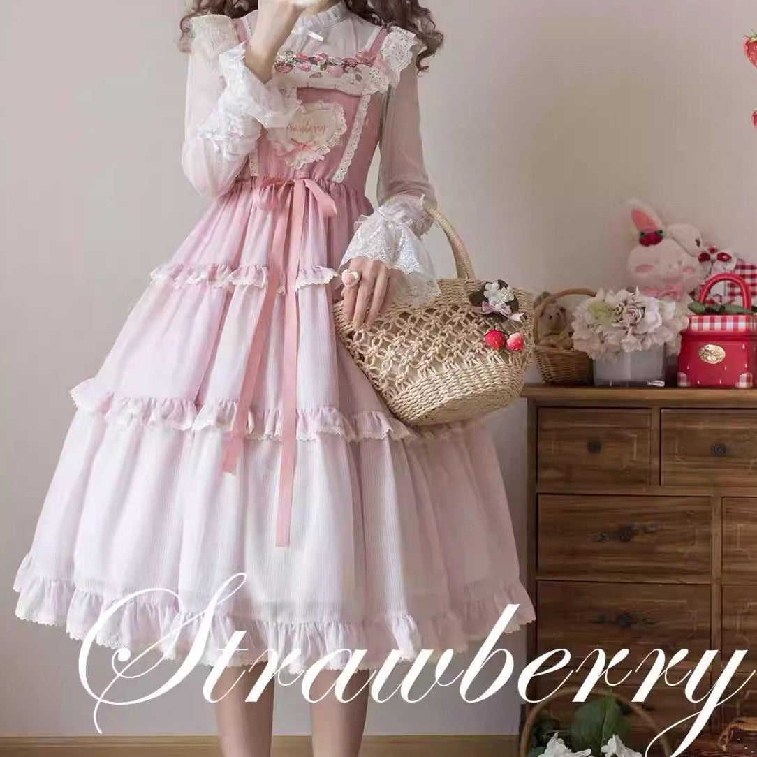 Strawberry Chiffon ジャンパースカート