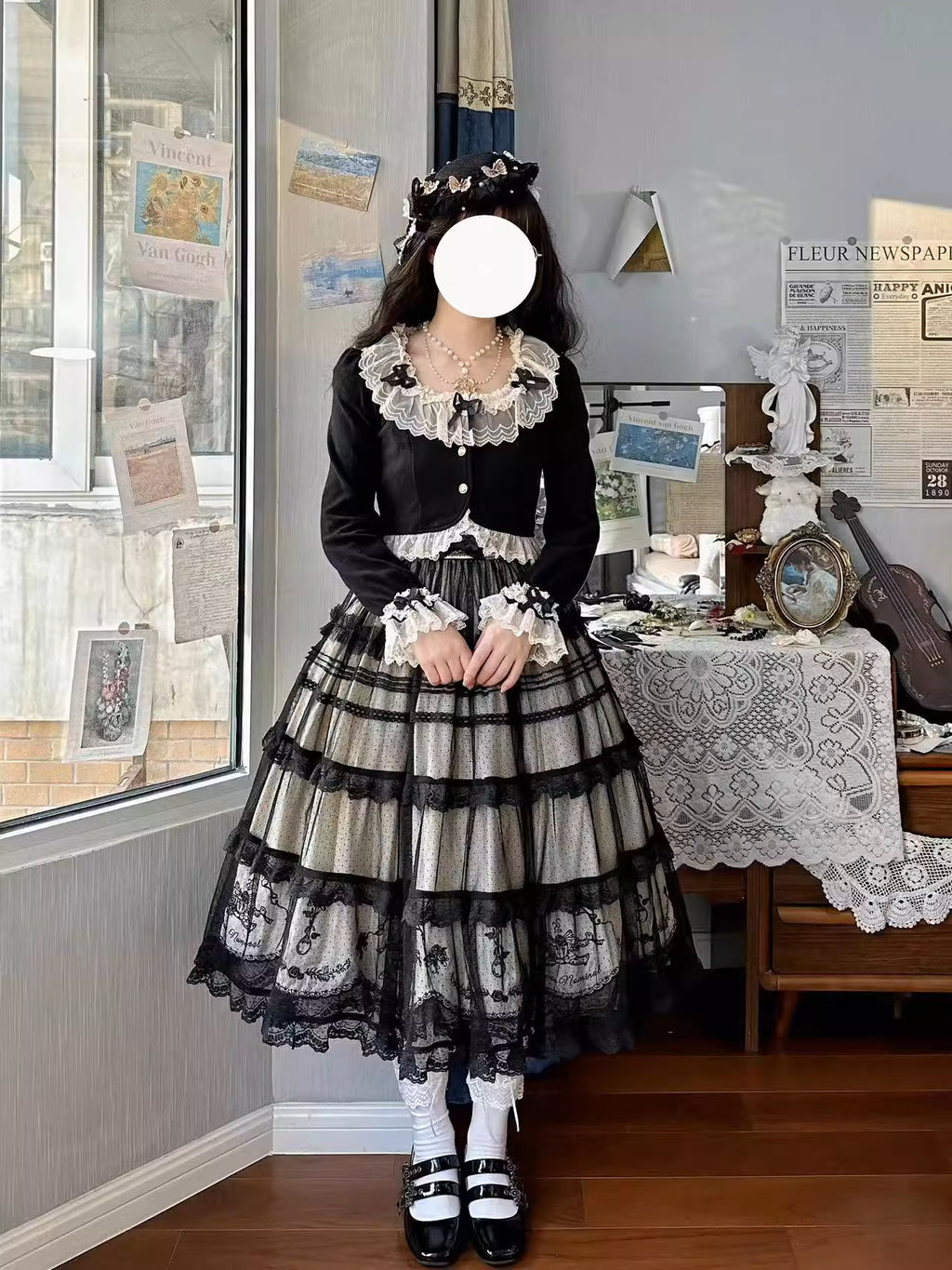 Afternoon Tea Party Embroidered Polka Dot Tulle Dress