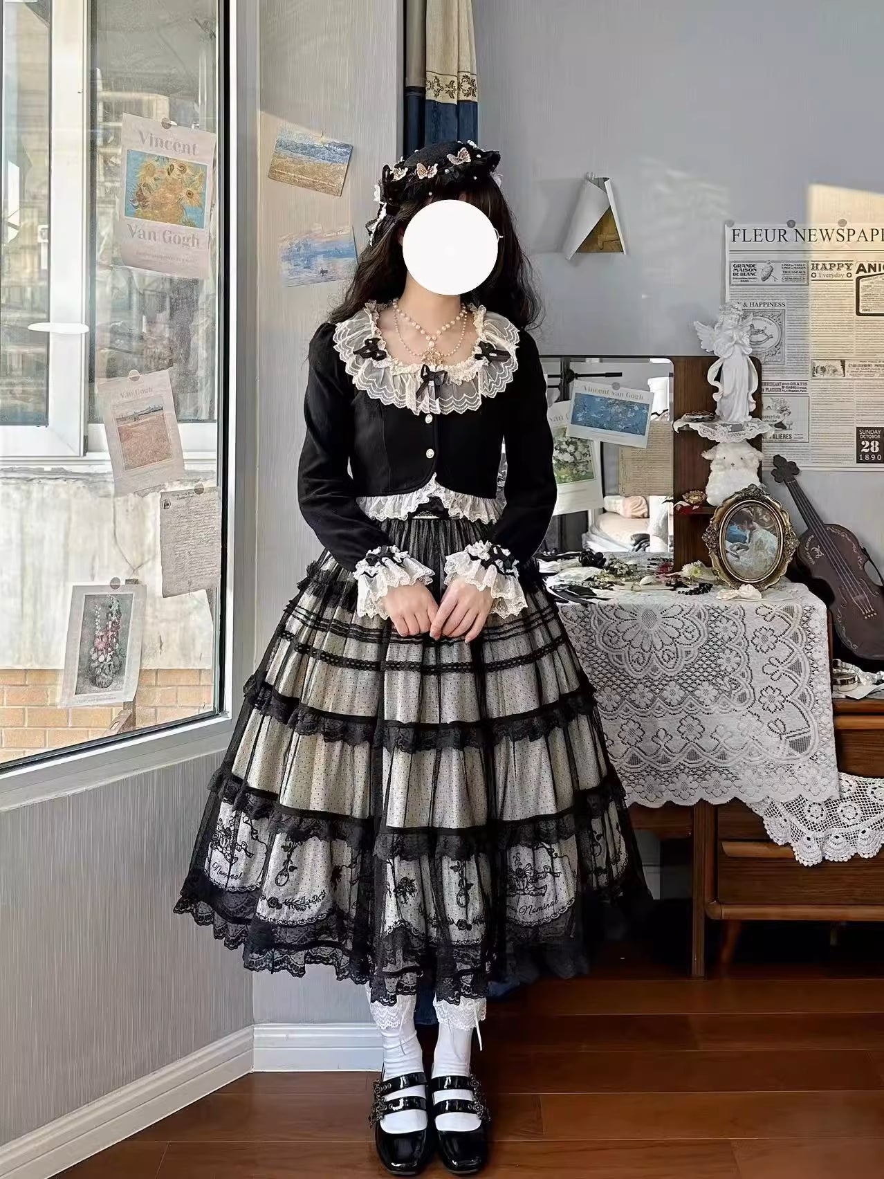 Afternoon Tea Party Embroidered Polka Dot Tulle Dress