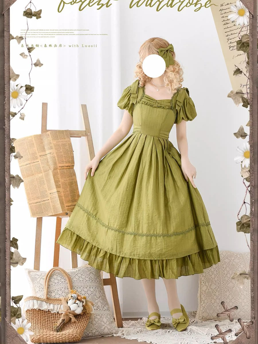 【予約販売】Forest Gallery レトロエレガントワンピース リボンのヘアアクセ付き タイプ2