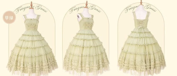 【再販・受注予約2/12まで】Fragrant Grass ドットチュールジャンパースカート