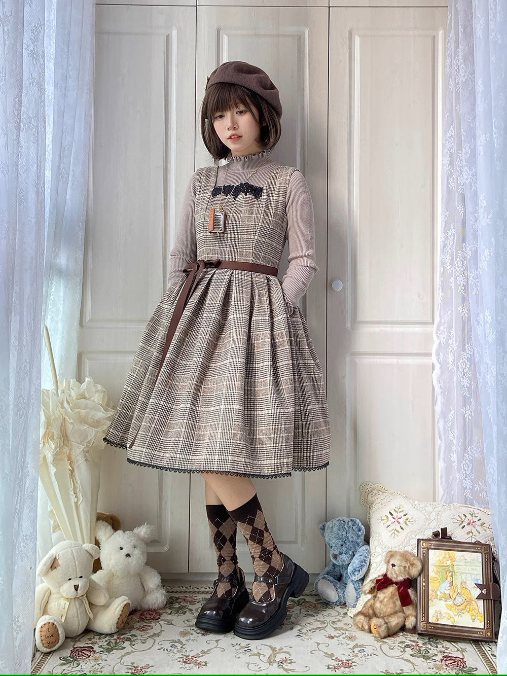 Earl Gray checked jumper skirt