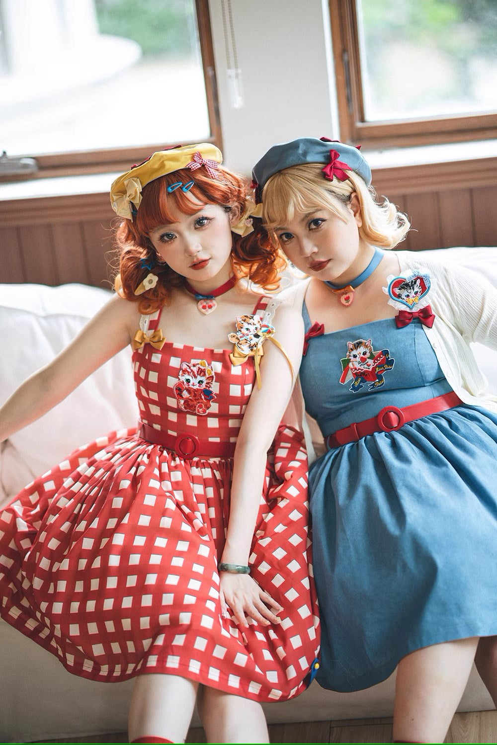 【予約販売】Sweet Kittyレトロシンプルジャンパースカート