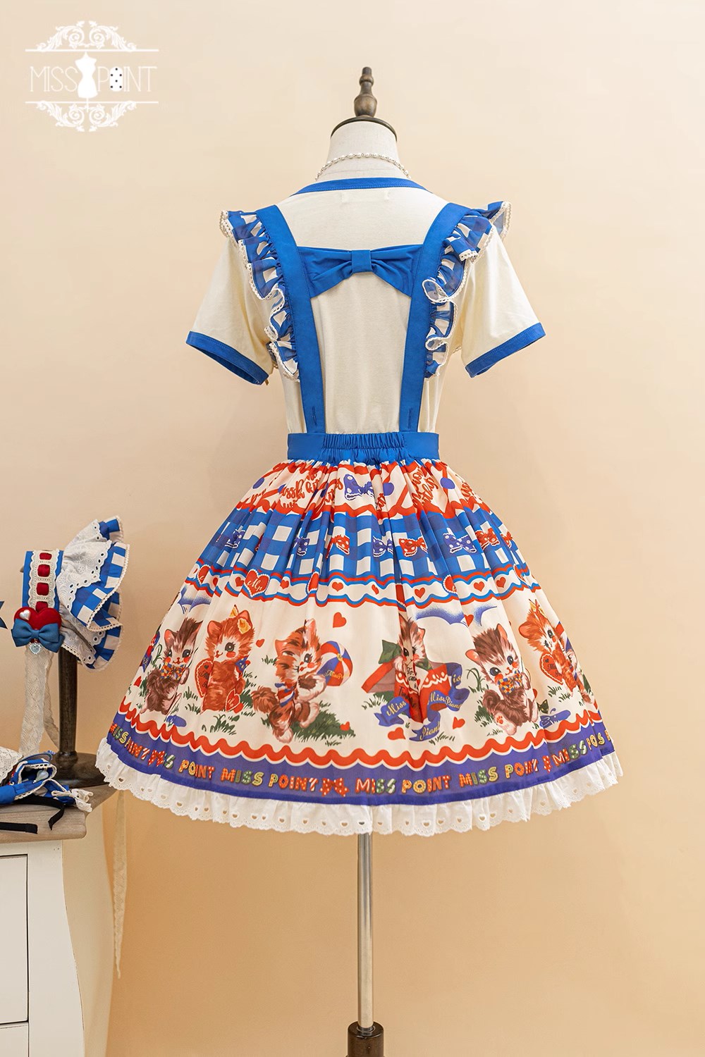 【予約販売】Sweet Kittyレトロサスペンダースカート