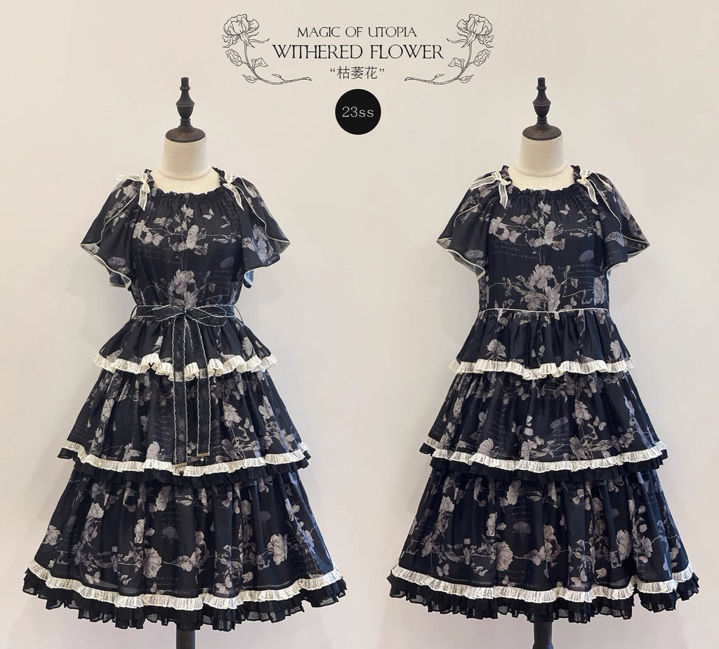 Withered Flowers 3 Tiered Dress
